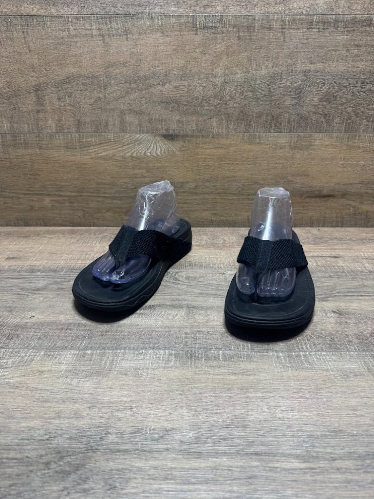 Fitflop Surfa Toe Post Black Sandals Women's Size 10